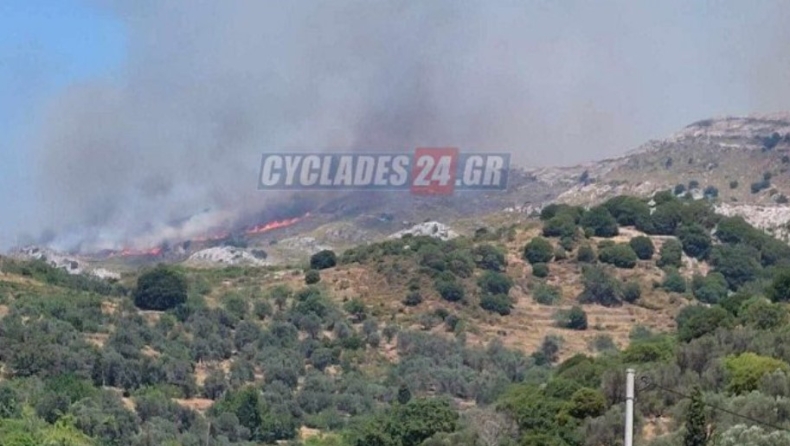 Σε εξέλιξη φωτιά στη Νάξο: Ενισχύονται οι δυνάμεις από Αττική και Σύρο, επιχειρούν επίγεια και εναέρια μέσα