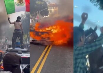 Κόλαση στο Λος Άντζελες: Οδηγός ρίχνει βαν στο πλήθος – Εξέγερση με φωτιές, δακρυγόνα και επίθεση σε ρομπο-αυτοκίνητα (vid)